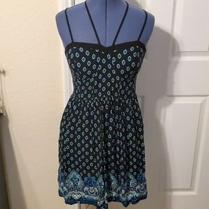 Black & Blue Strap Dress with build in breast cups